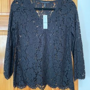 Black lace bell sleeve blouse